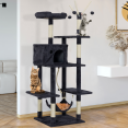 Arbre à chat RUBY 154 CM gris anthracite cadre d'escalade avec niche hamac jouet et sisal