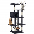 Arbre à chat RUBY 154 CM gris anthracite cadre d'escalade avec niche hamac jouet et sisal