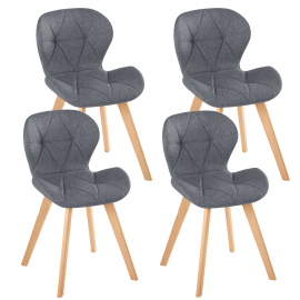 Lot de 4 chaises ROBINE en tissu gris foncé pour salle à manger Lot de 4 chaises ROBINE en tissu gris foncé pour salle à manger