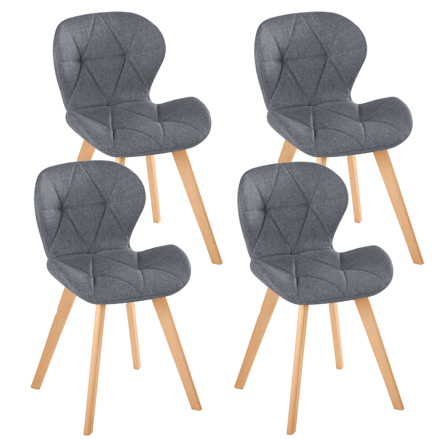 Lot de 4 chaises en tissu gris foncé design pour salle à manger