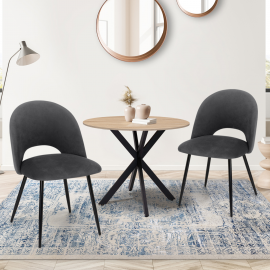 Lot de 2 chaises MADO en velours gris foncé pour salle à manger