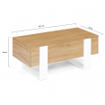 Table basse plateau relevable PHOENIX bois et blanc