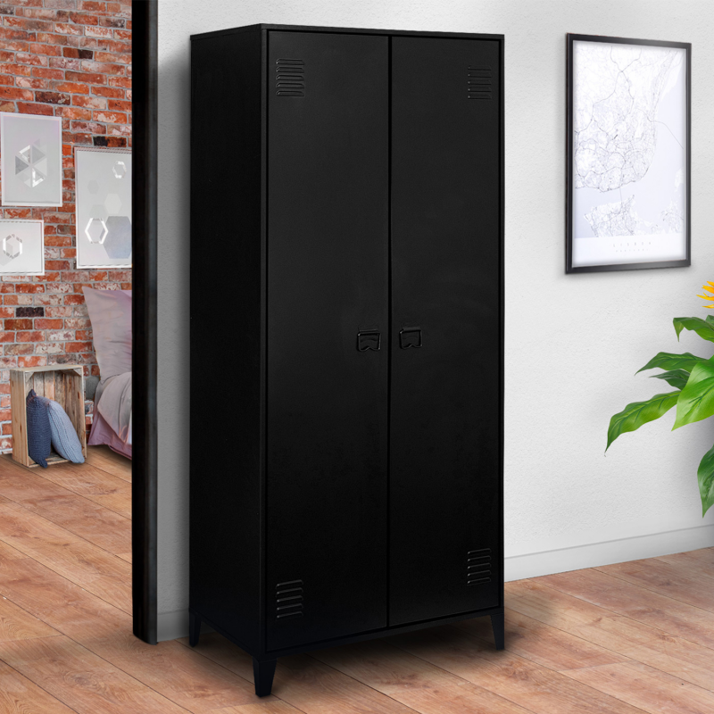 Armoire de Vêtements Portable demontable 2 Porte Noir