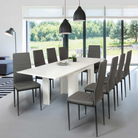 Table à manger extensible DONA 6-10 personnes blanche 110-220 cm Table à manger extensible DONA 6-10 personnes blanche 110-220 cm