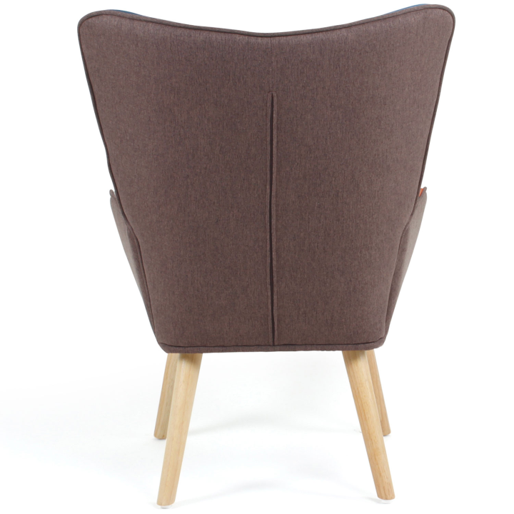 Fauteuil scandinave IVAR en tissu patchwork multicouleurs et imprimé pied de poule Fauteuil scandinave IVAR en tissu patchwork multicouleurs et imprimé pied de poule
