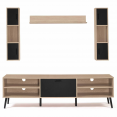 Ensemble meuble TV et étagères HOUSTON bois et noir 180 cm