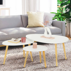 15420 - Set di 3 tavolini scandinavi laccati in bianco Lot de 3 tables basses gigognes GAIA laquées blanc scandinave