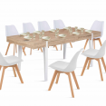 Table à manger extensible rectangle AUSTRIA 6-10 personnes bois pied épingle blanc 160-200 cm