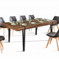 Table à manger extensible rectangle AUSTRIA 6-10 personnes bois pied épingle noir 160-200 cm