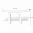 Table à manger extensible rectangle DONA 6-8 personnes blanche 80-160 cm
