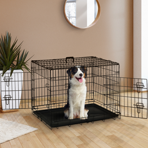 Cage de transport pour chien taille L/XL 117 x 75 x 81 CM caisse pliante avec poignée et plateau