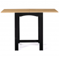 Table haute de bar extensible DONA 4 à 6 personnes noire plateau façon hêtre 65-130 cm