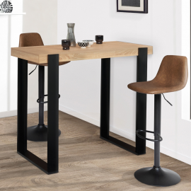 Table haute de bar PHOENIX bois et noir 113 cm Table haute de bar PHOENIX bois et noir 113 cm
