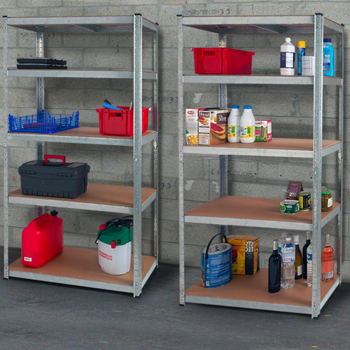 Étagère charges lourdes de garage 5 tablettes 180 x 90 x 40 cm acier bois 
