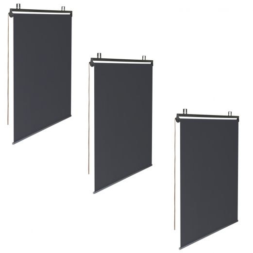 Lot de 3 stores enrouleurs L.125 x H. 225 CM pour pergola gris anthracite