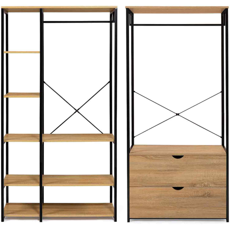 Armoire 2 portes et 3 tiroirs pour dressing collection MODULO color