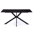 Table à manger rectangle ALASKA 8 personnes effet marbre noir et pied araignée métal 160 cm
