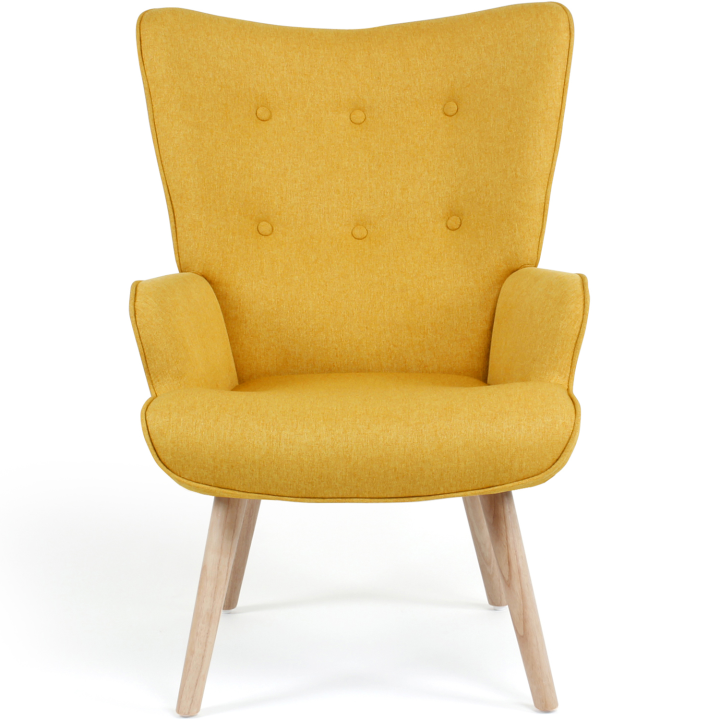 Poltrona Scandinava Ivar In Tessuto Beige – Comoda Con Schienale Alto E Gambe In Legno