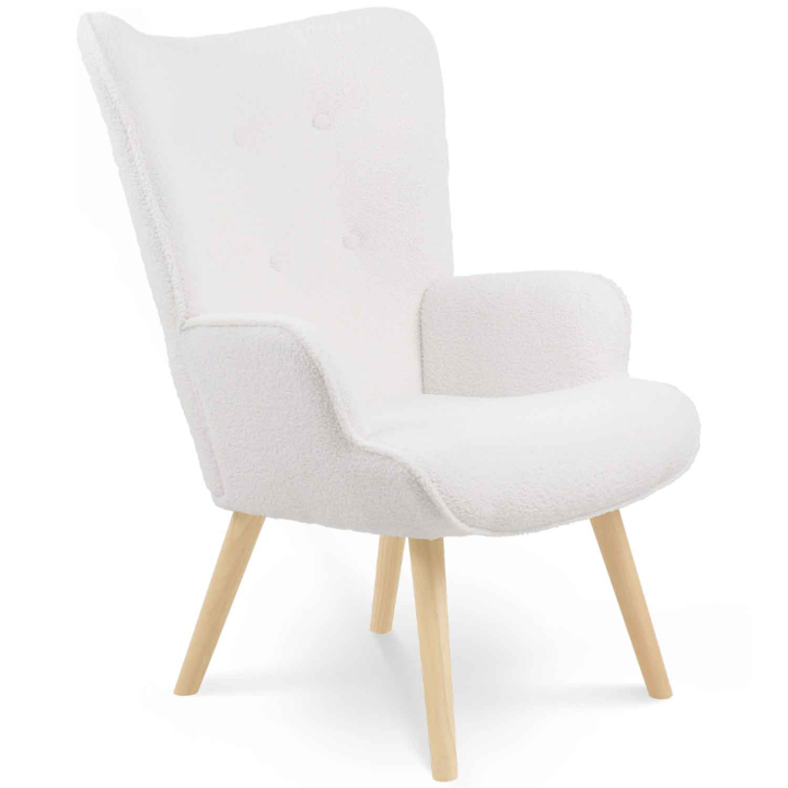 Fauteuil scandinave IVAR en tissu bouclette blanc cassé Fauteuil scandinave IVAR en tissu bouclette blanc cassé