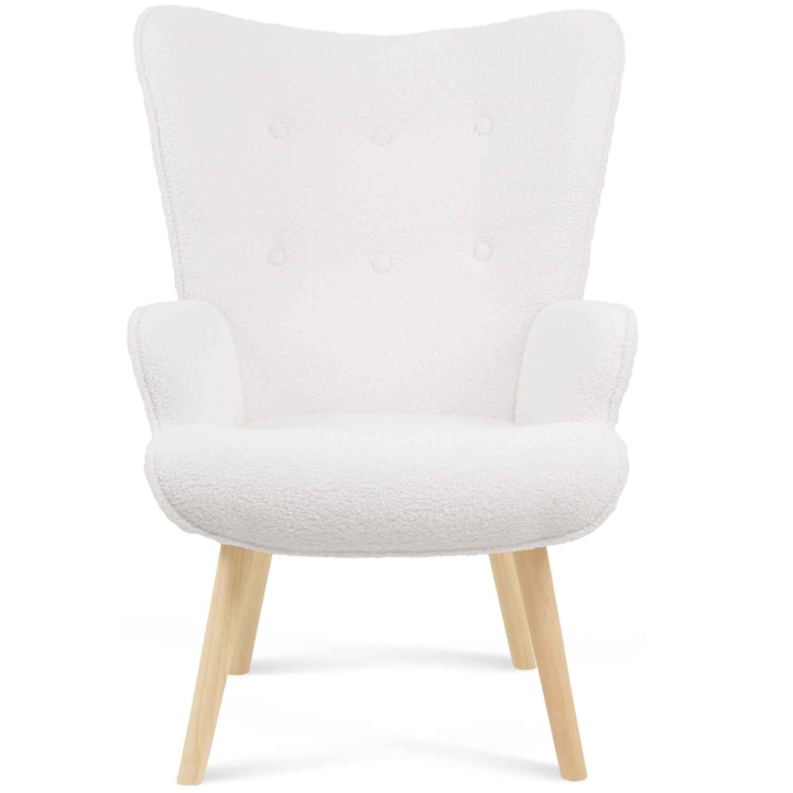 Fauteuil scandinave IVAR en tissu bouclette blanc cassé Fauteuil scandinave IVAR en tissu bouclette blanc cassé