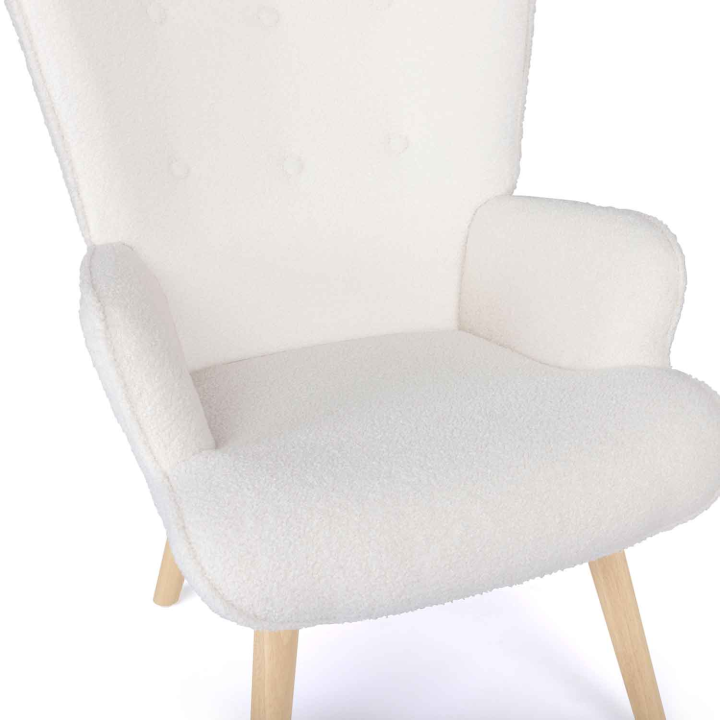 Fauteuil scandinave IVAR en tissu bouclette blanc cassé Fauteuil scandinave IVAR en tissu bouclette blanc cassé