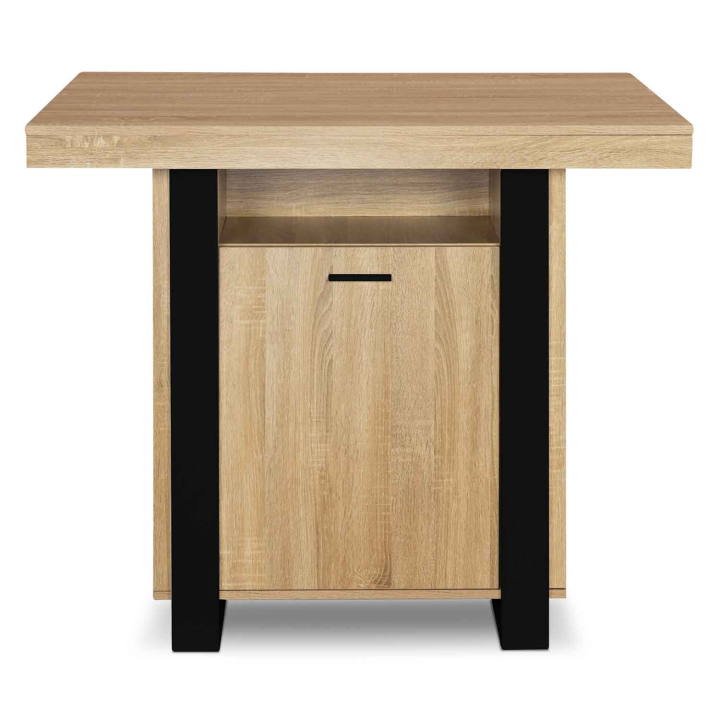 Ilot central PHOENIX 110 cm bois et noir avec rangements Ilot central PHOENIX 110 cm bois et noir avec rangements