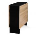 Table console pliable EDI 2-6 personnes avec rangement central bois noir plateau façon hêtre