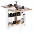 Table console pliable EDI 2-6 personnes avec rangements bois blanc plateau façon hêtre 150 x 80 cm