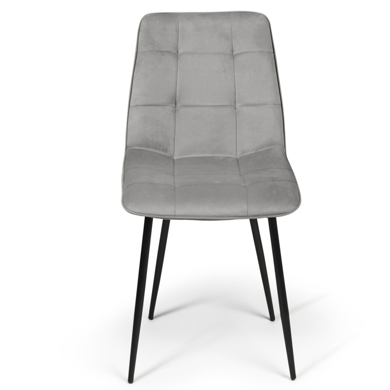 Lot De 6 Chaises Mila En Velours - Couleurs Gris, Beige, Noir, Patchwork - Pieds Métal Noir, Design Moderne Pour Salle à Manger