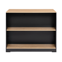 Table De Bar îlot Juno Noir Et Hêtre - 113x60x90cm Avec 2 étagères Pour Cuisine Compacte