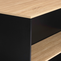 IDMarket - Table de Bar îlot Juno Bois Blanc et Plateau façon hêtre IDMarket - Table de Bar îlot Juno Bois Blanc et Plateau façon hêtre