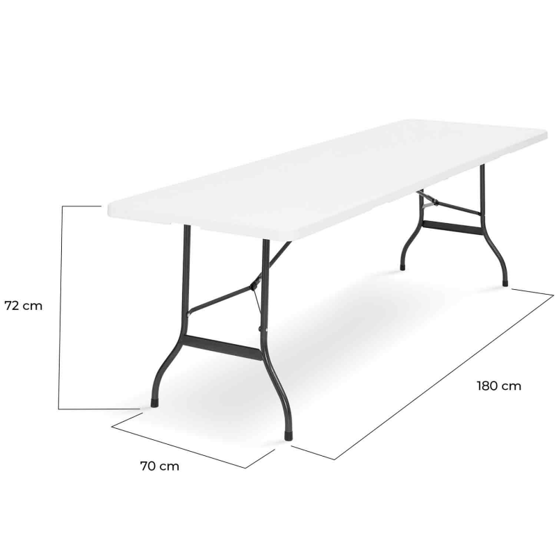 Table pliante noire 180 cm - Table d'appoint pliable camping