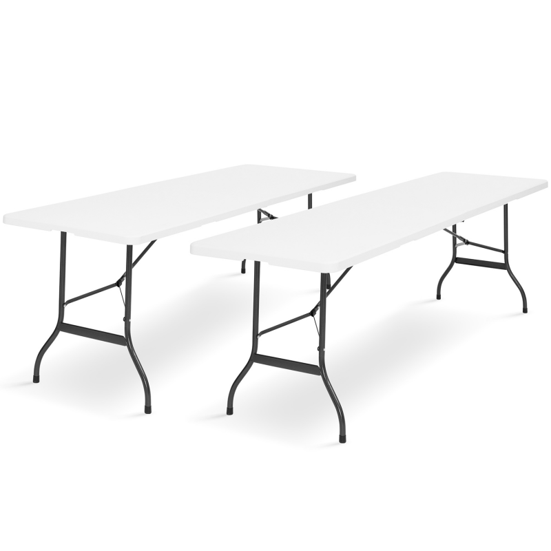 Lot de 2 tables pliantes camping blanches 180 cm