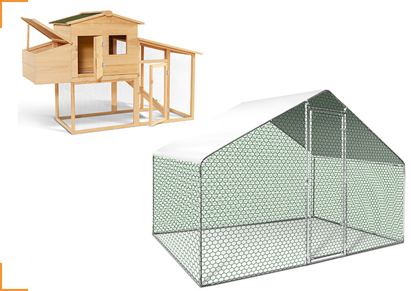 1 poulailler COMFORT avec pondoir + 1 enclos poulailler 6m²