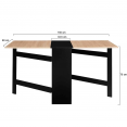 Table console pliable EDI 2-6 personnes avec rangement central bois noir plateau façon hêtre