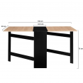 Table console pliable EDI 2-6 personnes avec rangements bois noir plateau façon hêtre 150 x 80 cm