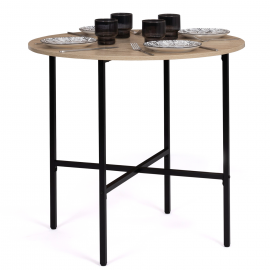 Table à manger ronde DETROIT 2-4 personnes design industriel 80 cm