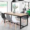 Table à manger extensible DETROIT 8-12 personnes design industriel 160-200 cm