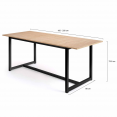 Table à manger extensible DETROIT 8-12 personnes design industriel 160-200 cm