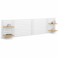 Tête De Lit Suspendue IDMarket AVA 240cm - Blanc Et Hêtre Avec 4 Étagères Modulables - Pour Lits 140/160cm