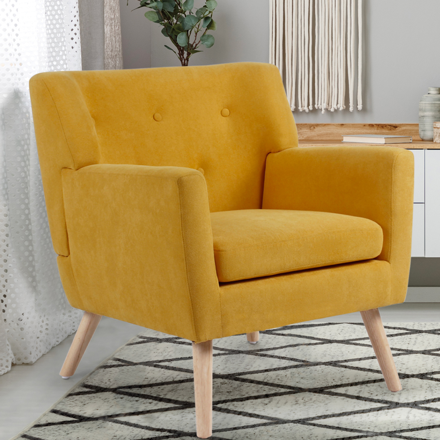 Fauteuil scandinave jaune moutarde pas cher | IdMarket Belgique