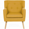 Fauteuil scandinave en tissu jaune moutarde