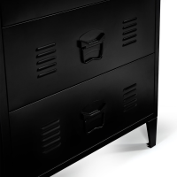 Commode 4 Tiroirs Ester 115 Cm Métal Noir Plateau Hêtre - Design Industriel IDMarket