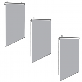 Lot de 3 stores enrouleurs L.125 x H. 225 CM pour pergola gris clair