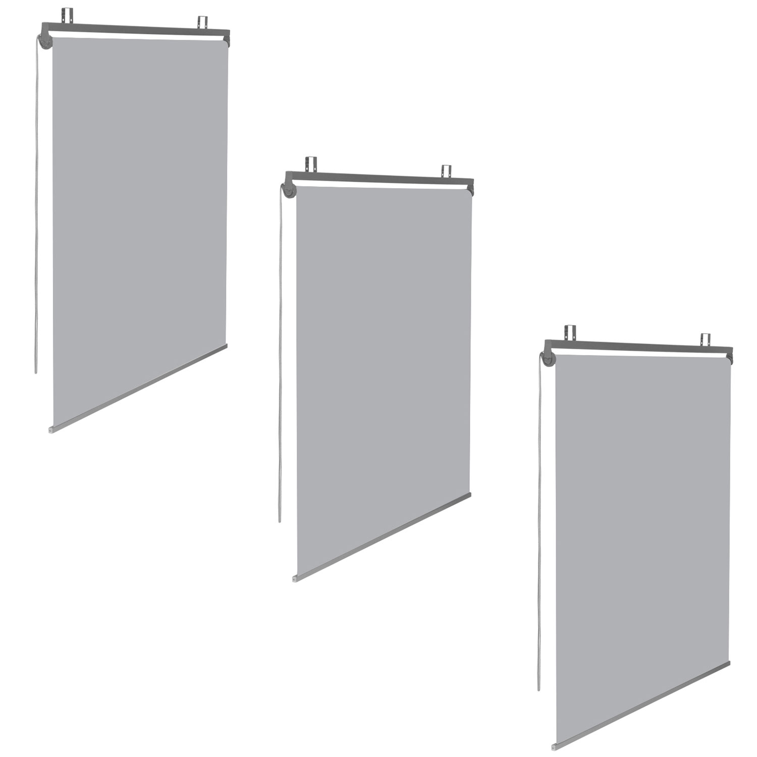 Lot de 3 stores enrouleurs gris clair pour pergola