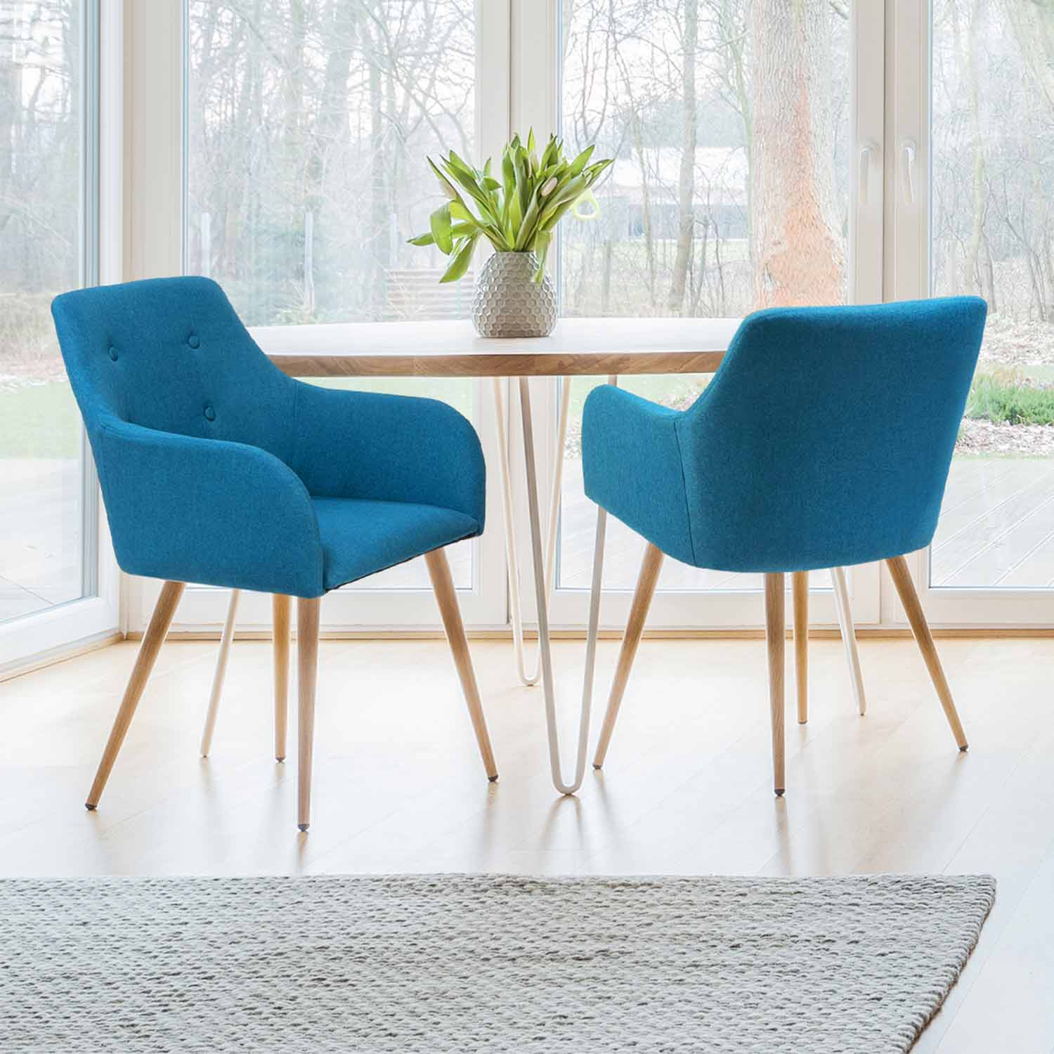 Fauteuils scandinaves bleu canard