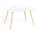 Table à manger scandinave rectangle SARA 6 personnes blanche 120 cm