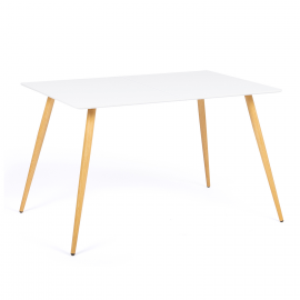 Table à manger scandinave SARA 6 personnes blanche 120 cm