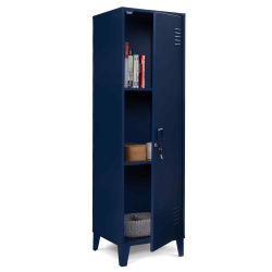 15503 - Armadietto industriale con porta in metallo blu Armoire vestiaire ESTER porte métal bleu foncé design industriel
