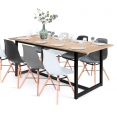 Table à manger extensible DETROIT 8-12 personnes design industriel 160-200 cm